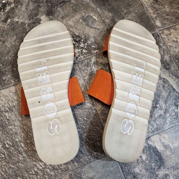 Sorel Ella II Desert Sun/Chalk Burnt Orange Two Strap Slide Slip-on Sandals 7 - Picture 6 of 8